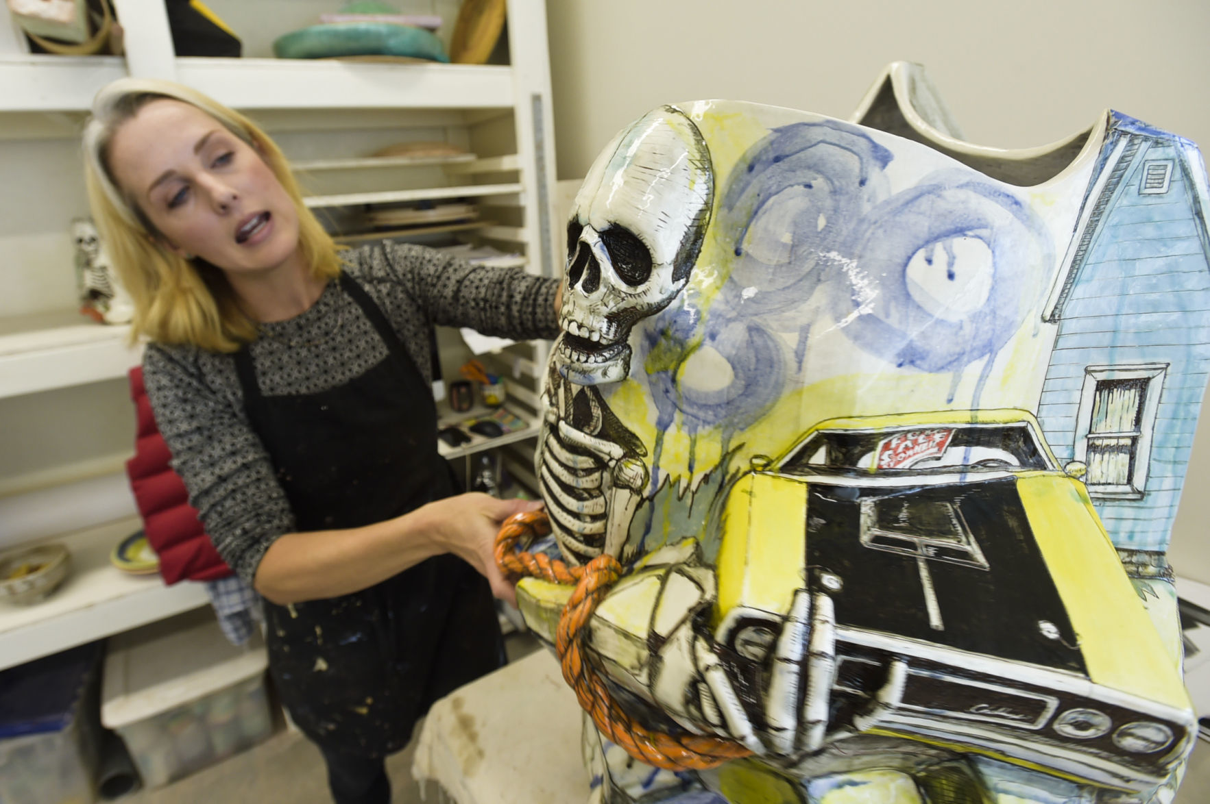 Brandl discusses one of her pieces recently